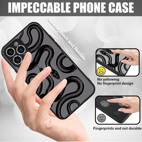 Bling Camera Lens Protector Case for iPhone 11 Pro Max, Cute Fashion Luxury Black Snake Pattern