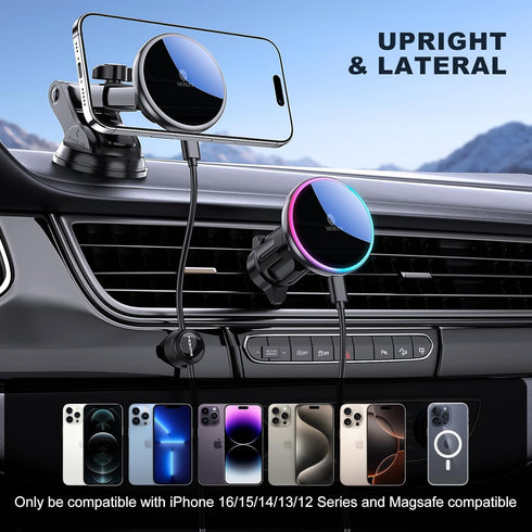 MOKPR 17 16 15 14 13 12 for Mag-Safe Car Mount Charger, Magnetic Phone Holder for Your Car Charger Dash Windshield Vent