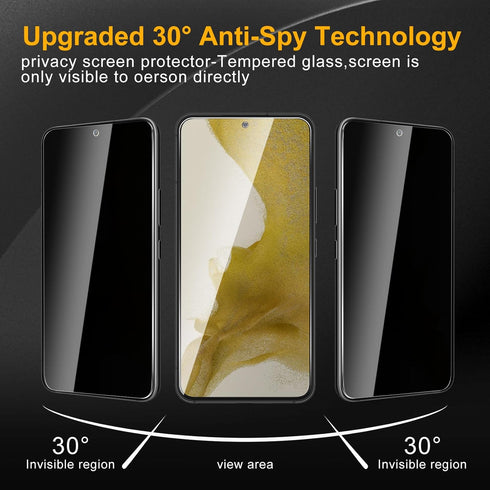 3 Pack Privacy Screen Protector for Samsung Galaxy S22 5G with 3 Pack Camera Lens Protector, Anti Spy Tempered Glass