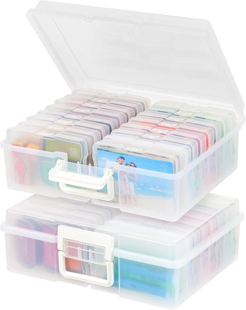 IRIS USA 4" x 6" Photo Storage Craft Keeper, 2 Pack with 16 Organization Cases for Pictures and Crafts