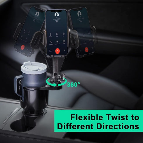 2-in-1 360 17 4.13", 3.78" This Hill Car Cup Holder Expander with Adjustable Base & Rotating Phone Mount, Compatible