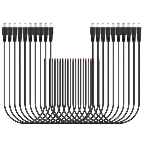 SIM&NAT 20 Pack Male DC 2.1mm x 5.5mm Wire Power Pigtails Adapter for CCTV Security Camera, LED Strip Light