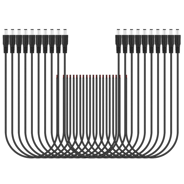 SIM&NAT 20 Pack Male DC 2.1mm x 5.5mm Wire Power Pigtails Adapter for CCTV Security Camera, LED Strip Light