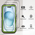 iPhone 15 Heavy Duty Case with 2 Pack Screen Protector - Rugged Military Grade Drop Protection (Black/Green)