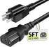 Vockjour 3 Prong AC Power Cord Cable 5ft 10 Amps 125 Volts 18AWG,