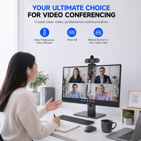 Kemeiv C26 1080P 105 Webcam with Microphone, USB Computer Camera with Privacy Cover, Noise Reducing Mic, Auto Light