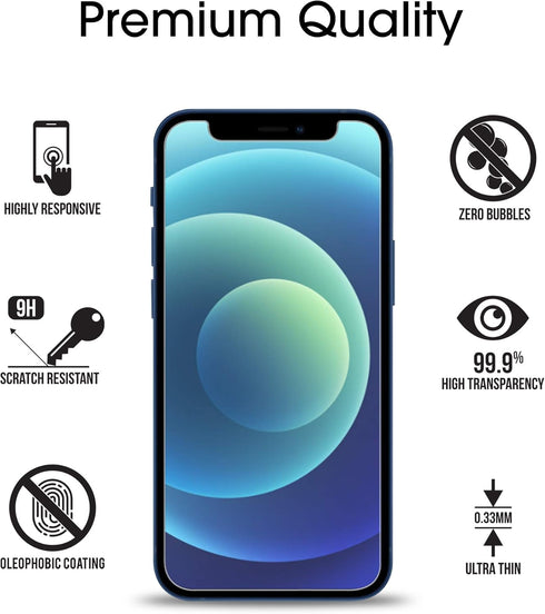 amFilm Glass Screen Protector for iPhone 12 Mini, 5.4" Display, 2020, Tempered Glass, Easy Installation Tray, 3 Pack