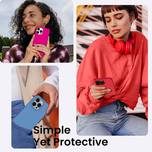 ORNARTO Slim Liquid Silicone Phone Case for iPhone 14 Pro Max, 6.7 inch, Red with Microfiber Lining