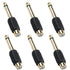 Brvlsoc RCA to 1/4" Audio Adapter (6-Pack) 6.35mm Mono Male Plug to RCA