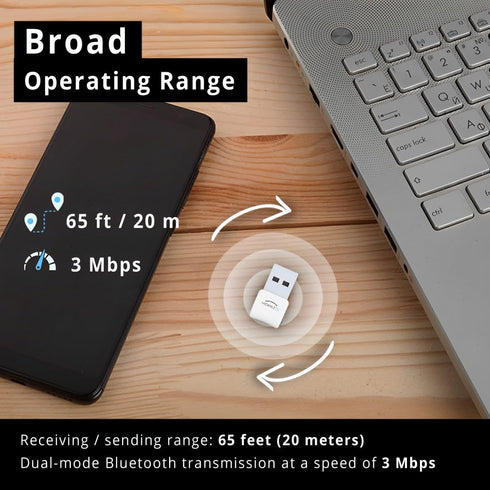 USB Bluetooth Adapter for PC, macOS, Linux, ChromeOS, Raspberry Pi, Low Energy, Long Range Bluetooth Adapter