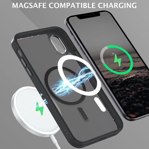 Telaso for iPhone XR Case, iPhone XR Phone Case Compatible with Magsafe Wireless Charging Translucent Matte Back Shockproof Anti-Scratch Anti-Yellow Full Body Protective Magnetic iPhone XR Case, Black