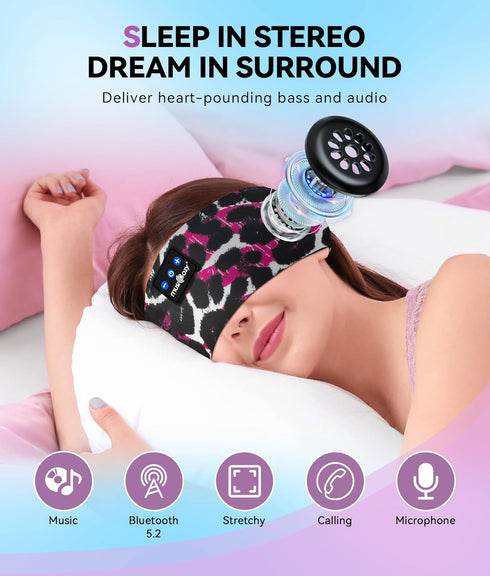 MUSICOZY Bluetooth 5.2 Sleep Headphones, Wireless Earbuds with HD Stereo Speakers for Running, Workout, Yoga Gift