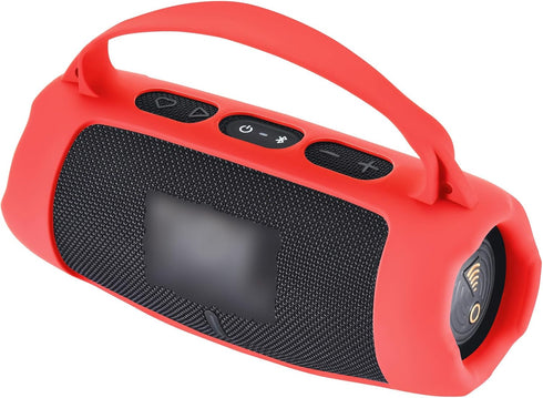 Silicone Case for JBL Charge 5 Portable Bluetooth Speaker, Protective Sleeve with Handle and Shoulder Strap, Red