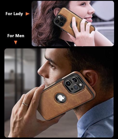Luxury Leather Phone Case for iPhone 15 Pro Max (2023, 6.7”) - Classy Design, Ultra Slim, Non-Slip Grip, Full Body