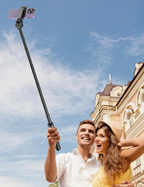 SelfieShow 75" 360 Phone Tripod, Selfie Stick with Remote and Phone Holder, Extendable Tripod for iPhone, Aluminum