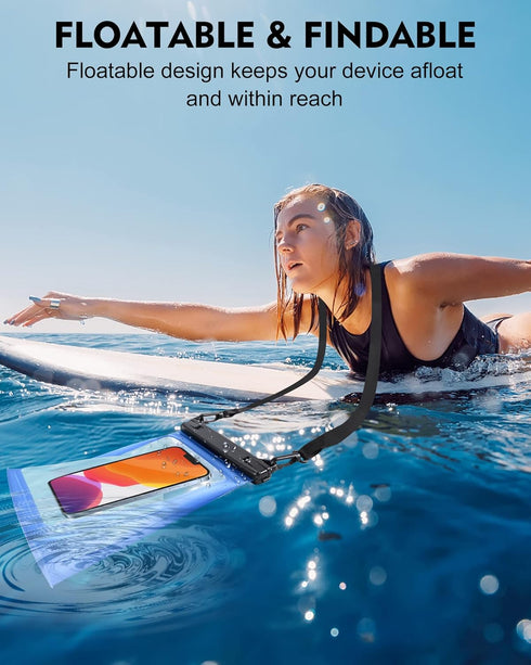Extra Large Waterproof Phone Pouch, IPX8 Underwater Protector for Beach Vacation, Clear Dry Bag with Lanyard