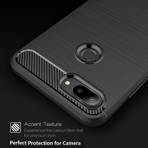 Case Compatible with Xiaomi Mi 8 Lite, Carbon Fiber Shock Absorption Slim Case (Red)