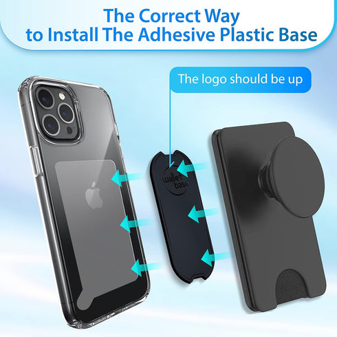 Adhesive Base for Pops Wallet, 2pcs Detachable Sticky Back Replacement Compatible with Socket Wallet Plus, Black