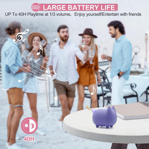 2PCS Cute Bluetooth Speaker, Mini Cat Portable Wireless Speakers with Stereo Sound, 40H Playtime (Purple)
