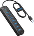 PHIXERO 7 Port USB Hub with 1.6FT Long Cable, Multi USB Port Hub, USB Extension Hub for Laptop, Compatible with USB