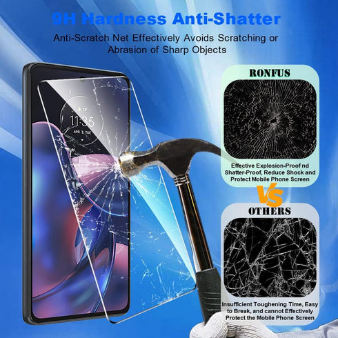 Motorola Edge 2022 Tempered Glass Screen Protector 3 Pack - Ultra HD, 9H Hardness, Touch Sensitive, Case Friendly.
