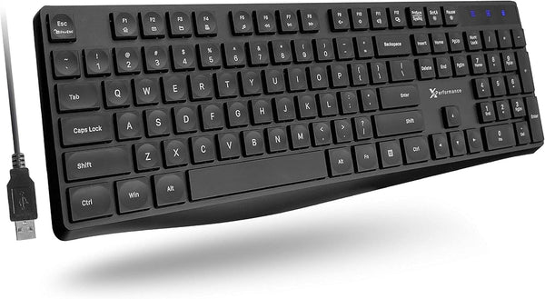 X9 Performance Wired Keyboard - Ultra Slim Full Size Ergonomic Computer Keyboard, Basic USB Keyboard for PC Desktop,