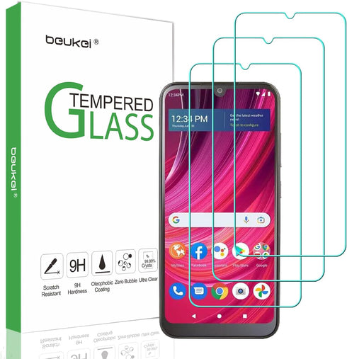 beukei 3 Pack Tempered Glass Screen Protector for BLU View 4 (B135DL) - Touch Sensitive, Case Friendly, 9H Hardness