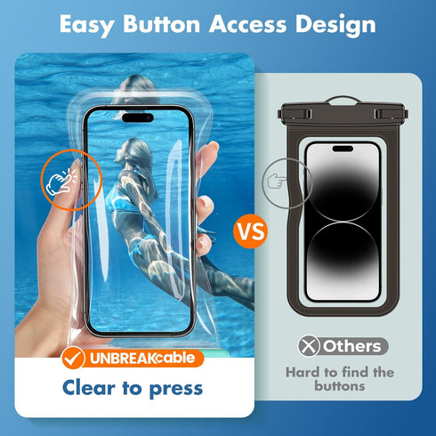 UNBREAKcable Waterproof Phone Pouch, IPX8 Universal Dry Bag with Lanyard for iPhone 14 13 12 11 Pro Max