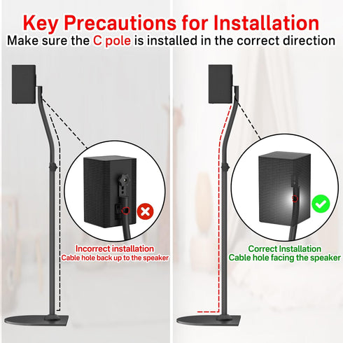 Universal Surround Speaker Stands, Adjustable Height 33" to 42", Pair for Samsung, Vizio, Sony, LG, Roku Small