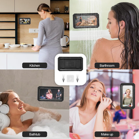 Waterproof Shower Phone Holder, Wall Mounted 360° Rotation, Anti-Fog HD Touch Screen Case for 4" to 7" Cell Phones in