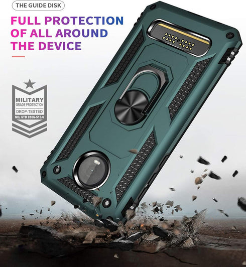 Moto Z4 Case - Military Grade Shock-Absorption Bumper Cover with Anti-Scratch Protection, Teal Ring Mount