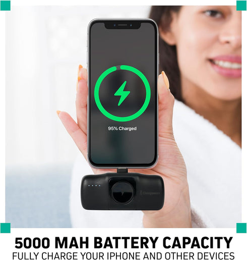 3-in-1 Portable Charger 5000mAh Battery, Ultra-Compact Fast Charging Support for iPhone, USB-C Devices, Smartwatch
