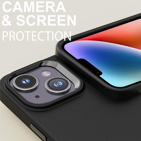 TENOC Phone Case for iPhone 13 & iPhone 14, Black Anti-Fingerprint Protective Bumper Matte Cover for 6.1 Inch