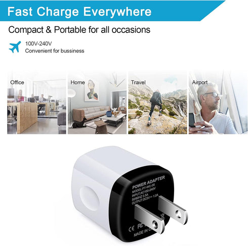 USB Wall Adapter, 5Pack 1A Travel Single Port Charger Plug for iPhone 15/14/13/X/XR/8/7/6/6S Plus, Samsung Galaxy