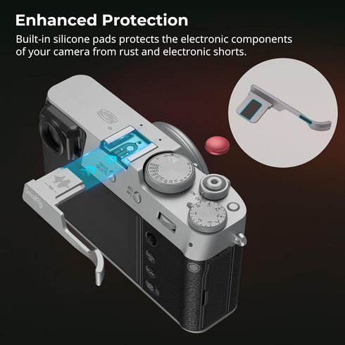 SmallRig Thumb Grip with Hot Shoe Cover for FUJIFILM X100VI / X100V (Silver) - 4566