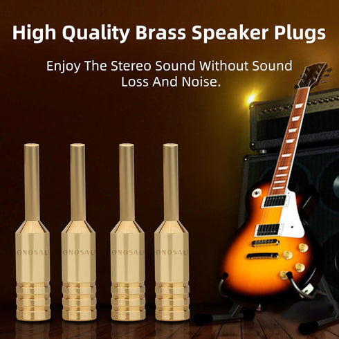 Monosaudio Audiophile Banana Plugs Pure Copper 4 Pcs Double Screw Locking for 10Awg to 17Awg Speaker Wire with L-Form