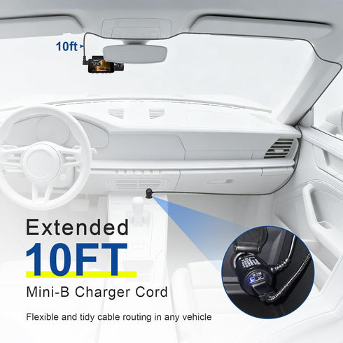 Anina 90 V1/V1P, S6, R2-4K, 10FT Mini USB Dash Cam Power Cord Degree Right Angle Dash Camera Charging Cord Mini-B Car