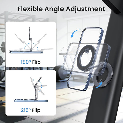 Itramax Stand,360 17 16 15 14 13 12 Magnetic Phone Holder for Gym,Double Ring Magnetic Gym Phone Adjustable Cell-Phone