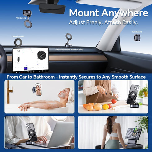 Lionora 360 Vacuum Suction Cup Magnetic Phone Holder, Upgraded Adjustable Magnetic Suction Cup Phone Mount