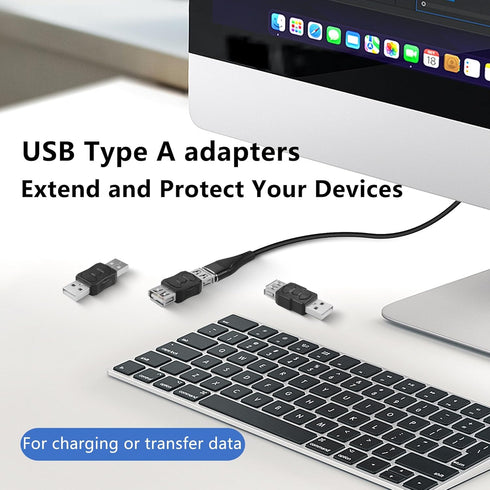 GELRHONR USB to USB Adapter, USB 2.0 Type A Male to Female Extender Connector, 3PCS for Printer, Keyboard, Mouse