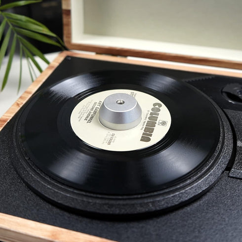 45 RPM Record Adapter Solid Aluminum 7 Inch Vinyl Record Dome 45 Adapter for Turntables Silver