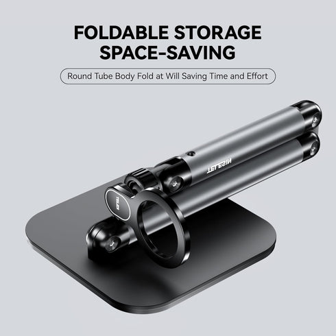 Phone Holder for Desk with Magnetic Design, Tablet Stand for iPad, Heavy Duty Metal Base, 360° Rotation, Height & Angle