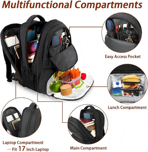 Backpack 17 Inch Backpack Pack Backpacks MATEIN Lunch for Men, Insulated Cooler with Lunch Compartment, Water Resistant