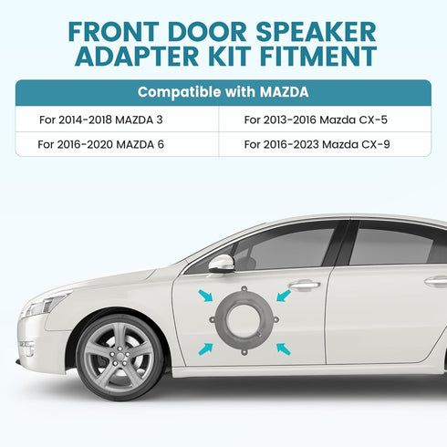 Replacement Speaker Spacer Adapter 82-7501 with Wiring Harness 72-5602 for Mazda 3 6 CX-5 CX-9 2013-2020