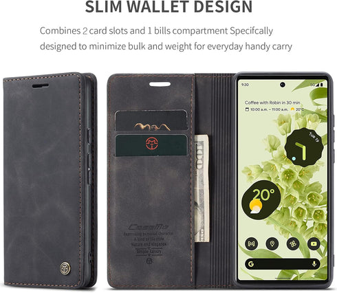 Kowauri Leather Wallet Case for Google Pixel 6, Classic Design with Card Slot and Magnetic Closure Flip Fold Case