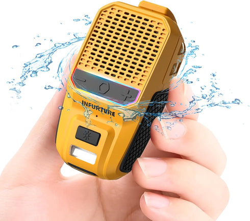 INFURTURE Clip on Bluetooth Speaker with RGB/Flashlight, Wearable Waterproof Shower Speaker Bathroom Speakers