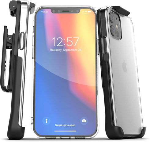 Encased X-Clip Designed for iPhone 12 Mini, Clear Case with Belt Holster