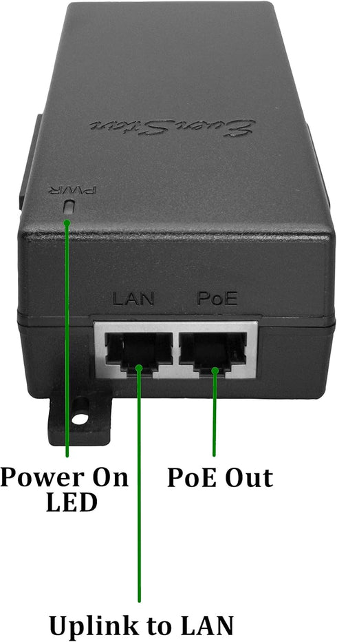 EverStar iPoE-24W48DW 100Mbps | 9-36V DC in | 48V/0.5A 24W DC PoE Out | Solar PoE Injector/Adapter, Black