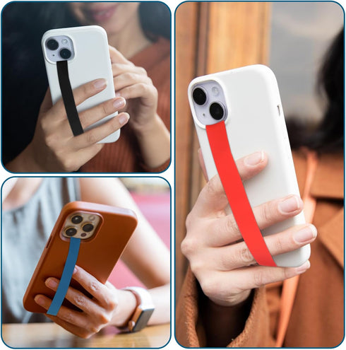 Mabor 3Pcs Reusable Silicone Phone Strap Grip Holder Wireless Charging Compatible Detachable Universal Finger Loop
