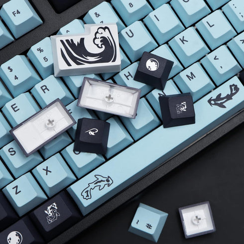 MOLGRIA GMK MIZHU Keycaps, 136 Set Sky Blue Japanese Style PBT Cherry Profile for Gaming Keyboard